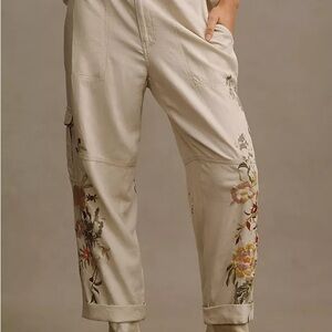 Anthro Pilcro Botanical Slim Linen Beach Cargo